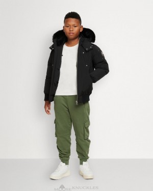 Moose Knuckles Bomber Shearling Bomberjacke Kinder Schwarz Schwarz | 63458ROFU