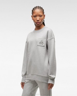 Moose Knuckles Brooklyn Crew Neck Sweatshirts Damen Grau | 70398OJLC