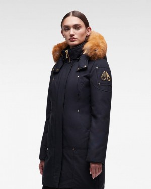 Moose Knuckles Gold Stirling Parka Fur Parkas Damen Navy Gold | 98540BCQA