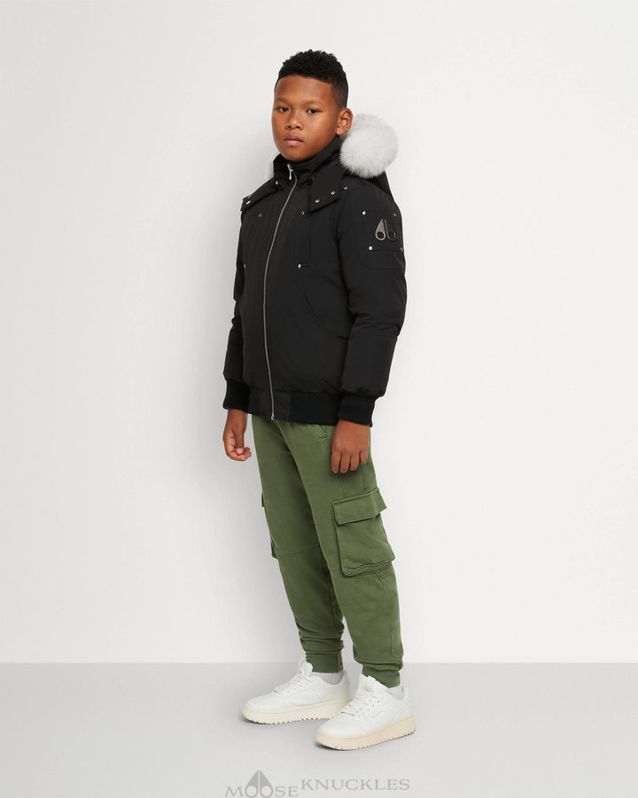 Moose Knuckles Bomber Shearling Bomberjacke Kinder Schwarz | 58402HNST