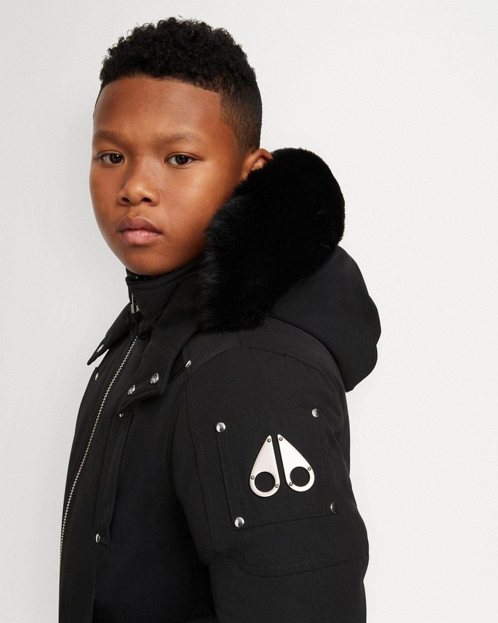 Moose Knuckles Bomber Shearling Bomberjacke Kinder Schwarz Schwarz | 63458ROFU