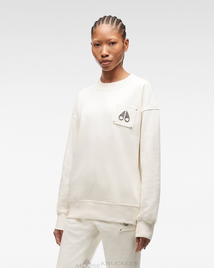 Moose Knuckles Brooklyn Crew Neck Sweatshirts Damen Plaster | 75942XDKM