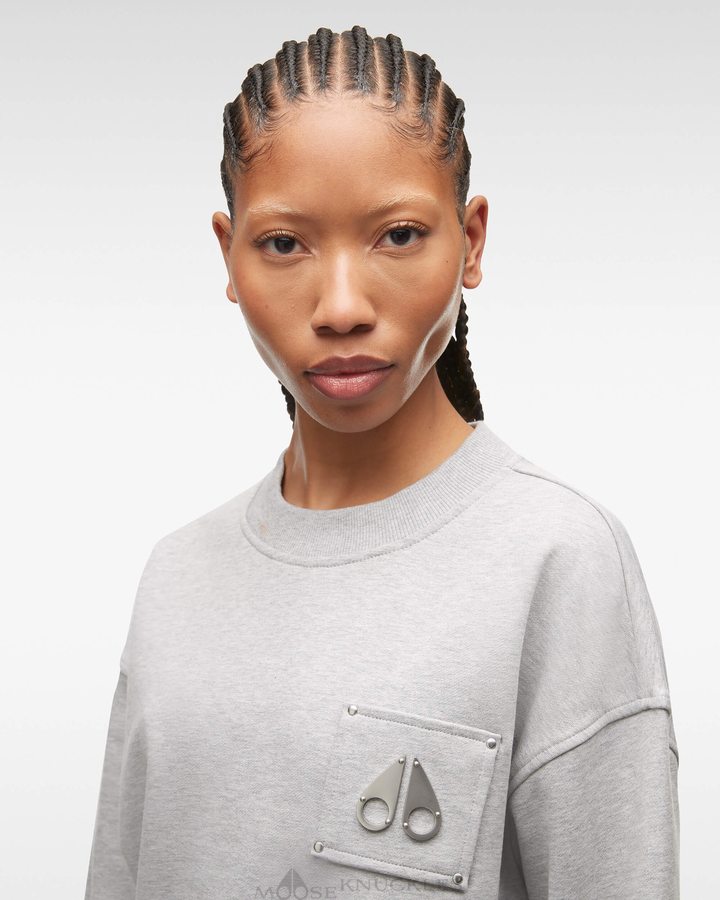 Moose Knuckles Brooklyn Crew Neck Sweatshirts Damen Grau | 70398OJLC