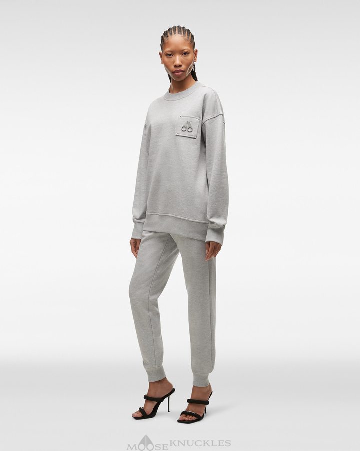 Moose Knuckles Brooklyn Crew Neck Sweatshirts Damen Grau | 70398OJLC