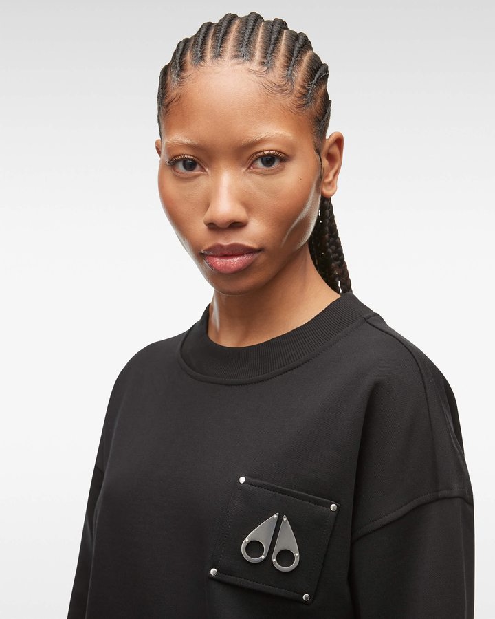 Moose Knuckles Brooklyn Crew Neck Sweatshirts Damen Schwarz | 17298ODSE