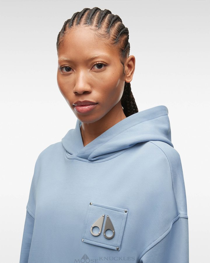 Moose Knuckles Brooklyn Hoodie Sweatshirts Damen Blau | 50618VGMF