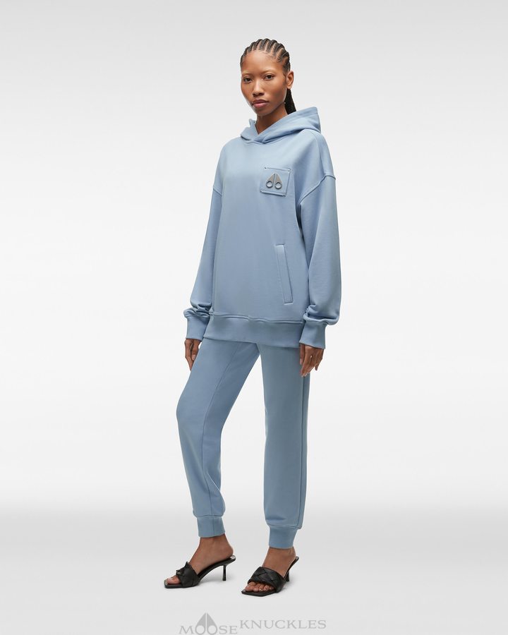 Moose Knuckles Brooklyn Hoodie Sweatshirts Damen Blau | 50618VGMF