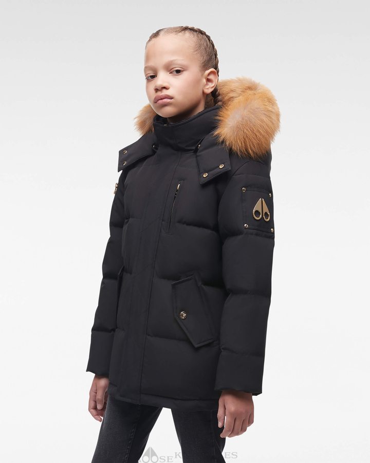 Moose Knuckles Gold 3q Fur Jacken Kinder Schwarz Gold | 26807NOEJ