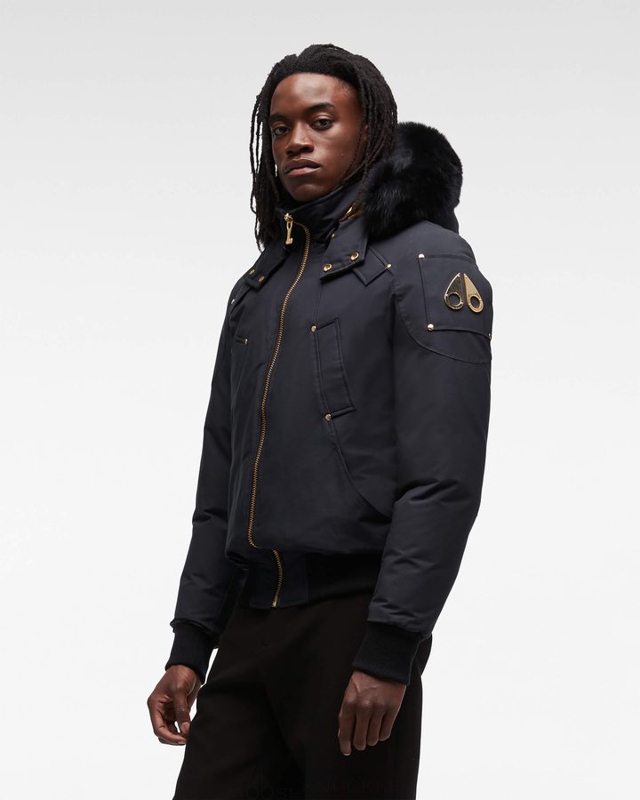 Moose Knuckles Gold Ballistic Bomber Fur Bomberjacke Herren Navy Schwarz | 13846EBKD