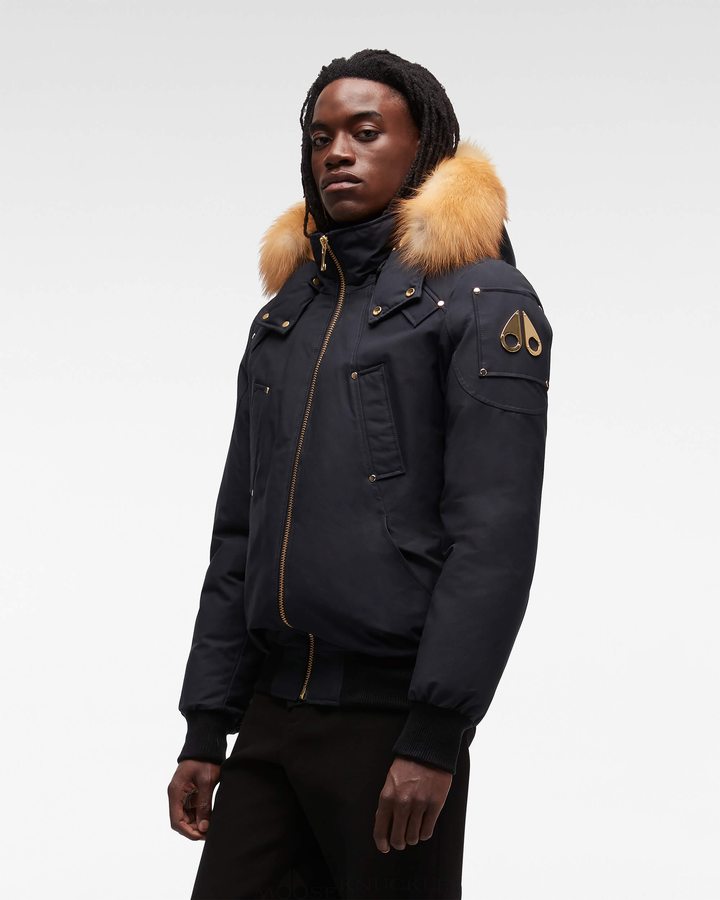 Moose Knuckles Gold Ballistic Bomber Fur Bomberjacke Herren Navy Gold | 54189YQSV