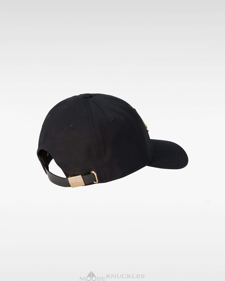 Moose Knuckles Gold Logo Icon Cap Baseball caps Herren Schwarz Gold | 04562UZMK