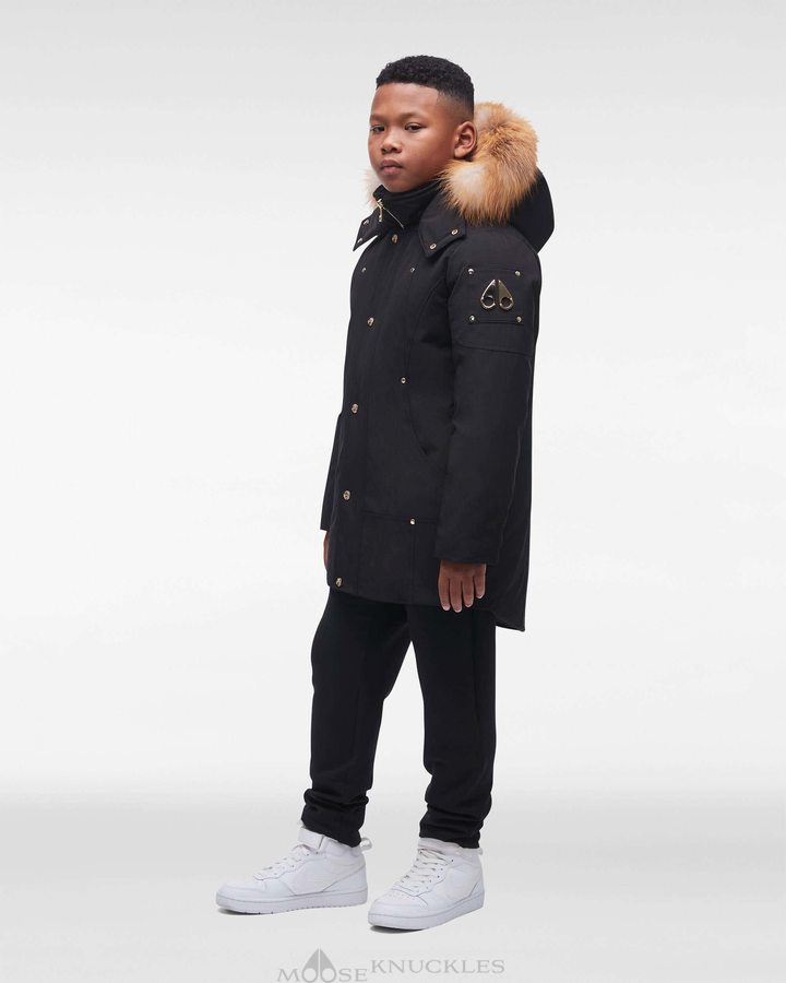 Moose Knuckles Gold Parka Parkas Kinder Schwarz Gold | 24715PAZS