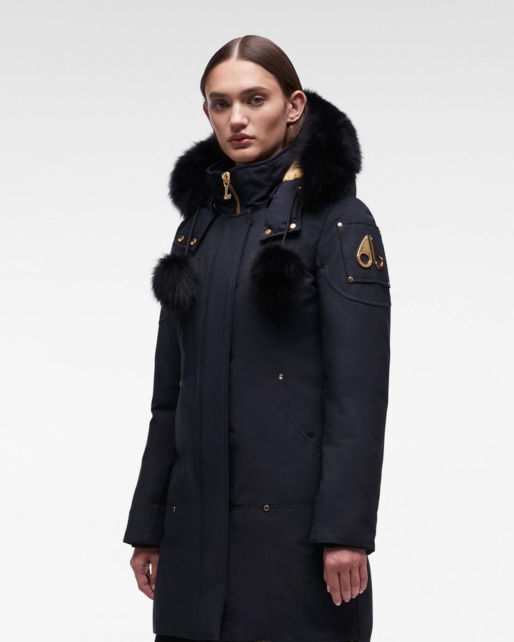 Moose Knuckles Gold Stirling Parka Fur Parkas Damen Navy Schwarz | 25098LNFR