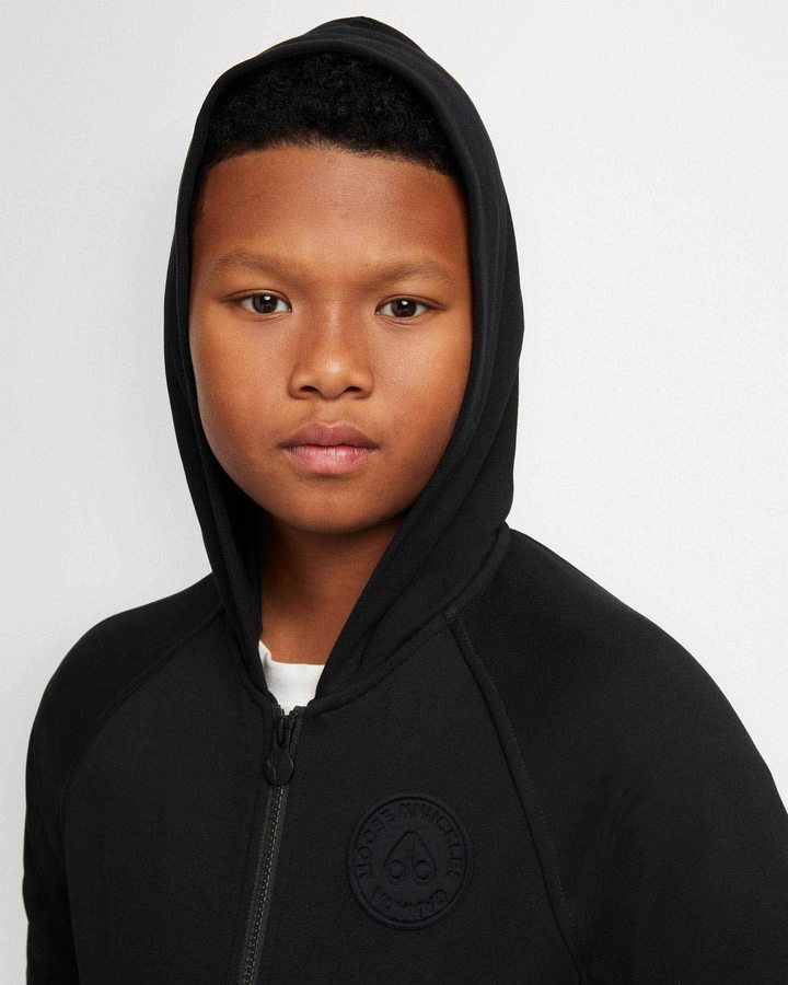 Moose Knuckles Kennedy Zip Hoodie Hoodie Kinder Schwarz | 78364ZRQG