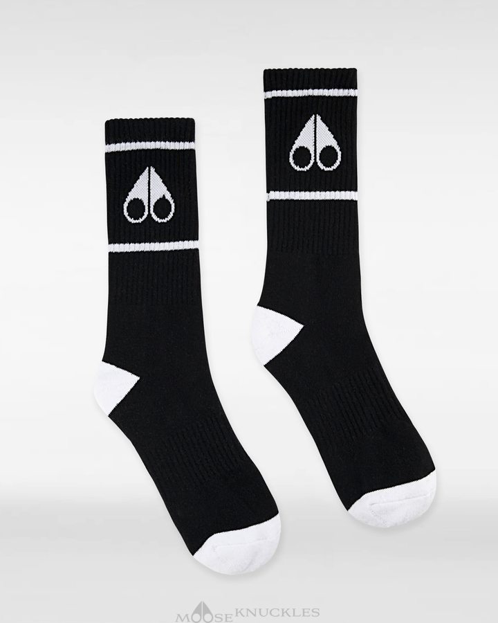 Moose Knuckles Logo Icon Socks Socken Damen Schwarz Weiß | 63594ETSM