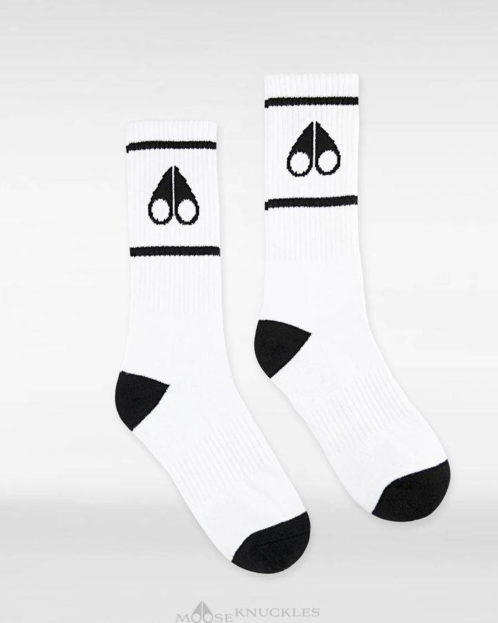 Moose Knuckles Logo Icon Socks Socken Damen Weiß Schwarz | 90378GZST