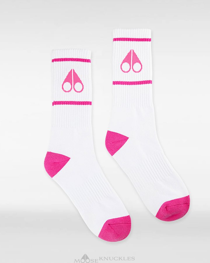 Moose Knuckles Logo Icon Socks Socken Damen Weiß Rosa | 07961KWNE