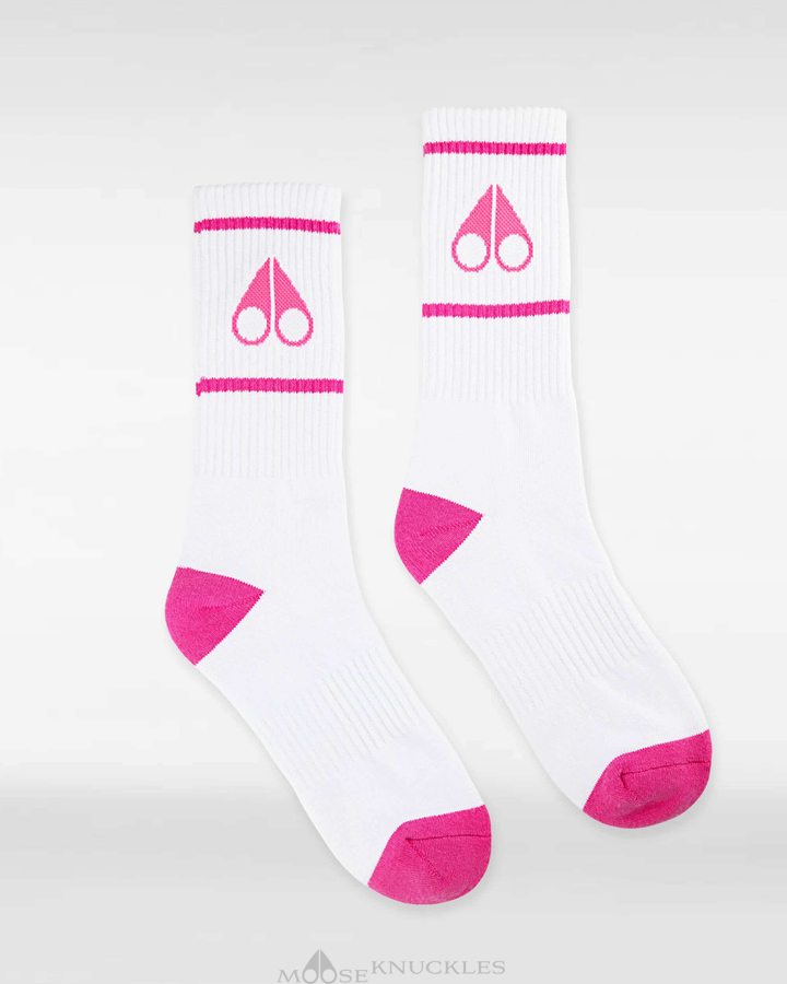 Moose Knuckles Logo Icon Socks Socken Herren Weiß Rosa | 86325OMNZ