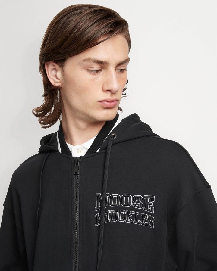 Moose Knuckles Moose Varsity Hoodie Sweatshirts Herren Schwarz | 91028VSRA