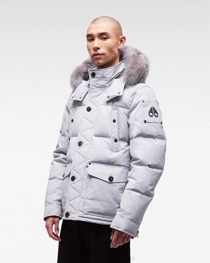 Moose Knuckles Onyx Round Island Jacket Jacken Herren Gray Birch / Frost Fox Fur | 52836MNSC