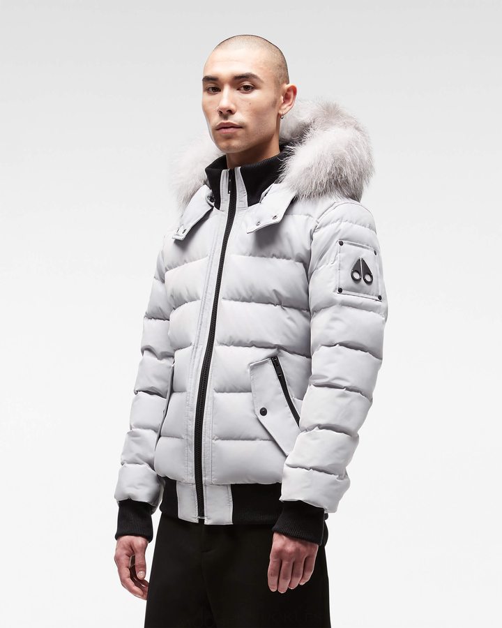 Moose Knuckles Onyx Scotchtown Bomber Bomberjacke Herren Gray Birch / Frost Fox Fur | 97482WQFD