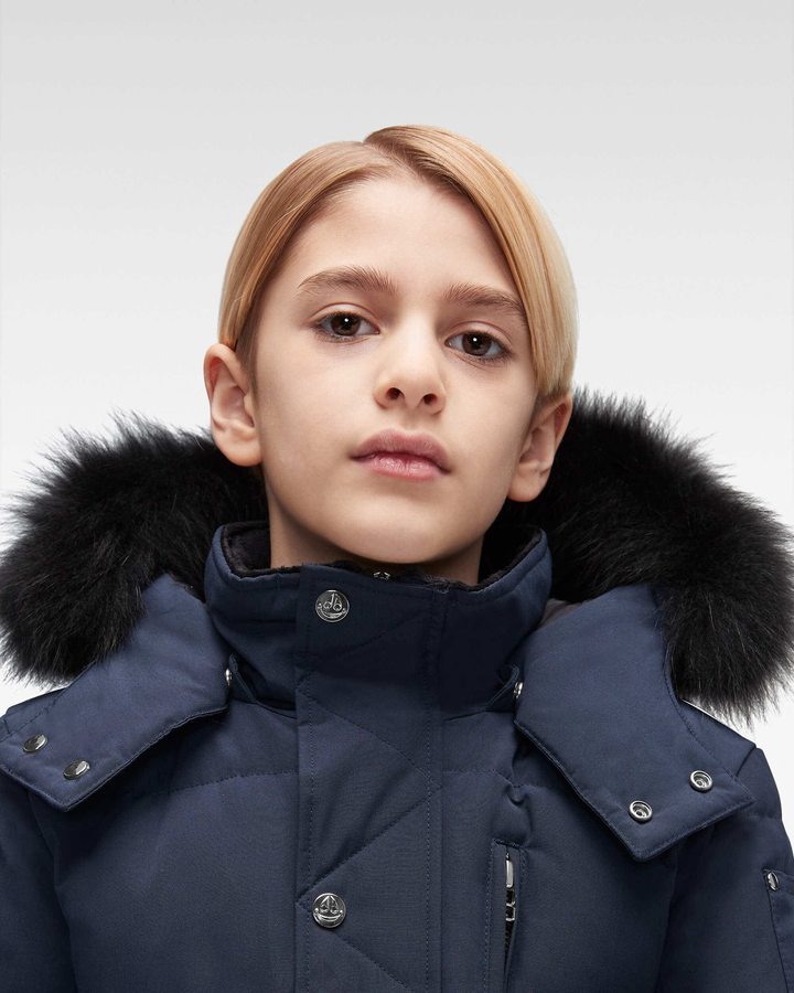 Moose Knuckles Original 3q Fur Jacken Kinder Navy Schwarz | 41276YDWB