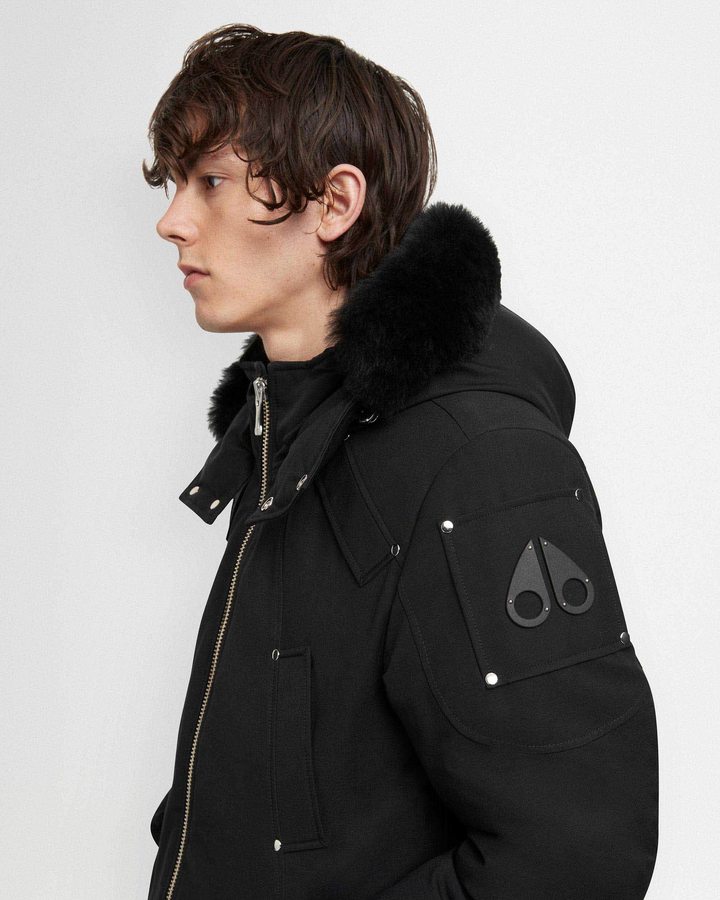 Moose Knuckles Original Ballistic Bomber Shearling Bomberjacke Herren Schwarz Schwarz | 36942XUQG