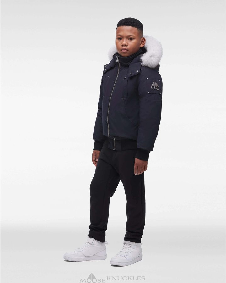 Moose Knuckles Original Bomber Fur Bomberjacke Kinder Navy | 98165CYMU