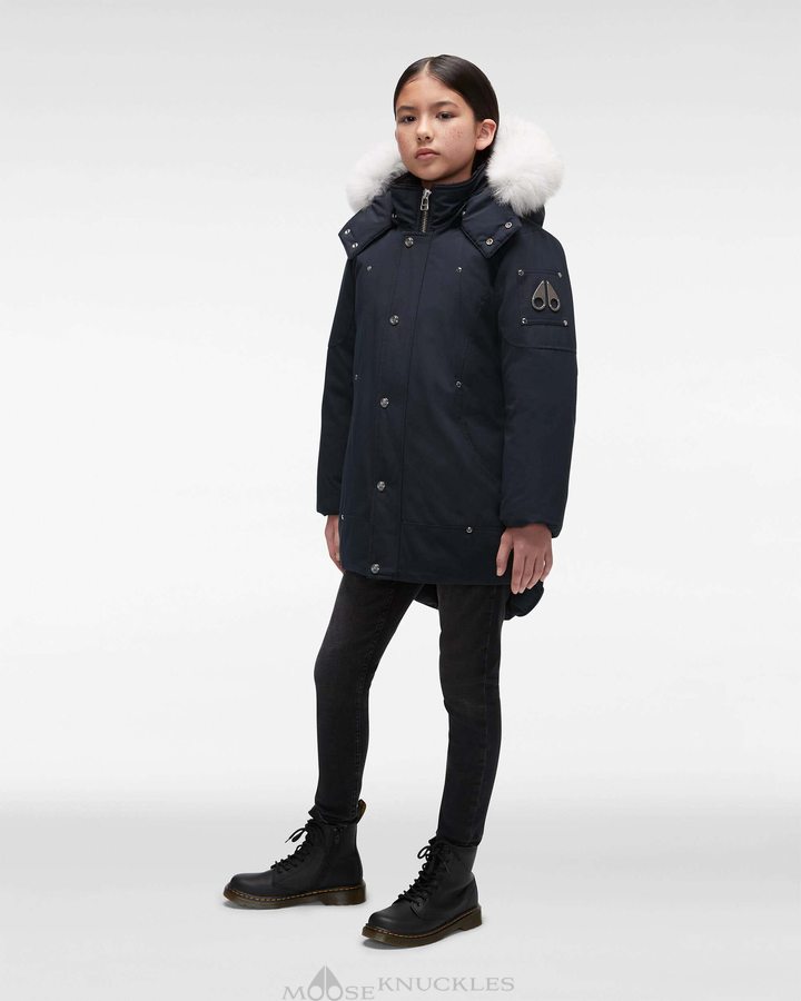 Moose Knuckles Original Parka Fur Parkas Kinder Navy | 24096AEJO