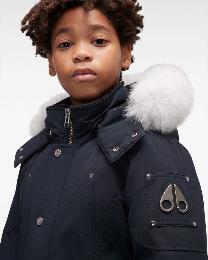 Moose Knuckles Original Parka Fur Parkas Kinder Navy | 24096AEJO