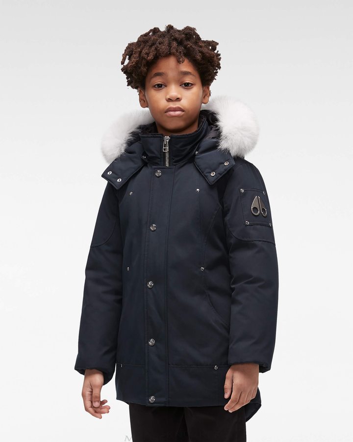 Moose Knuckles Original Parka Fur Parkas Kinder Navy | 24096AEJO