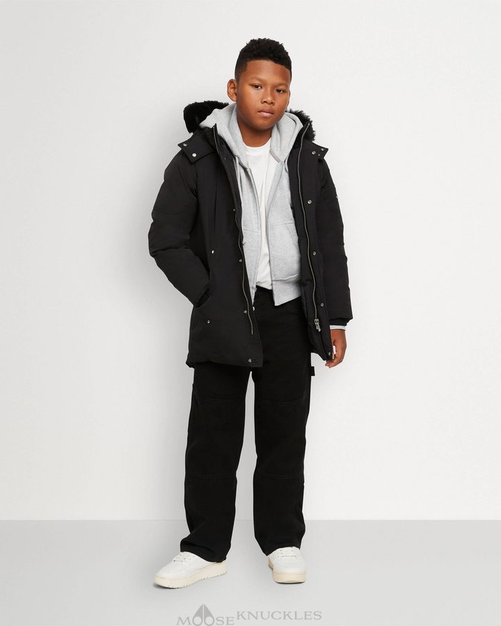 Moose Knuckles Original Parka Shearling Parkas Kinder Schwarz Schwarz | 01548FDRE