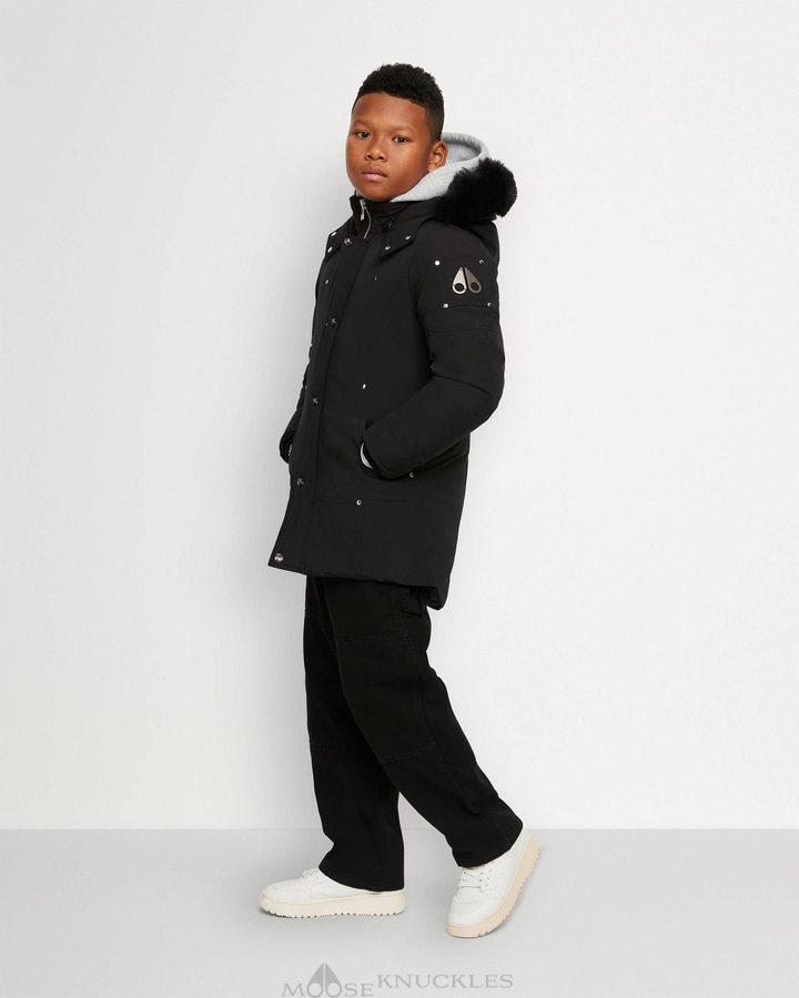 Moose Knuckles Original Parka Shearling Parkas Kinder Schwarz Schwarz | 01548FDRE