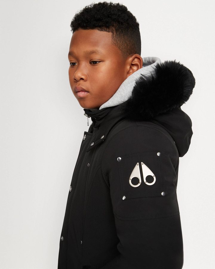 Moose Knuckles Original Parka Shearling Parkas Kinder Schwarz Schwarz | 01548FDRE